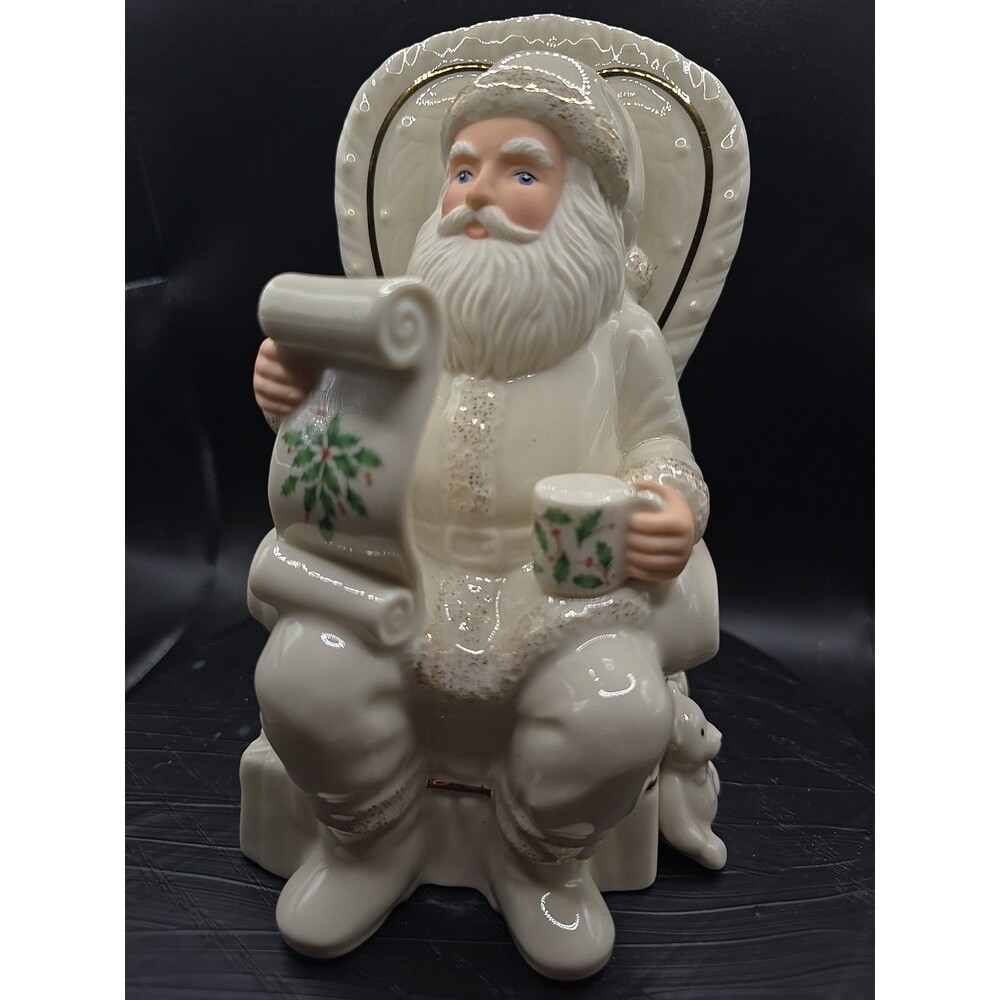 Vintage LENOX Porcelain 6 1/2" Santa Naughty or Nice Figurine 811950 24k Gold
